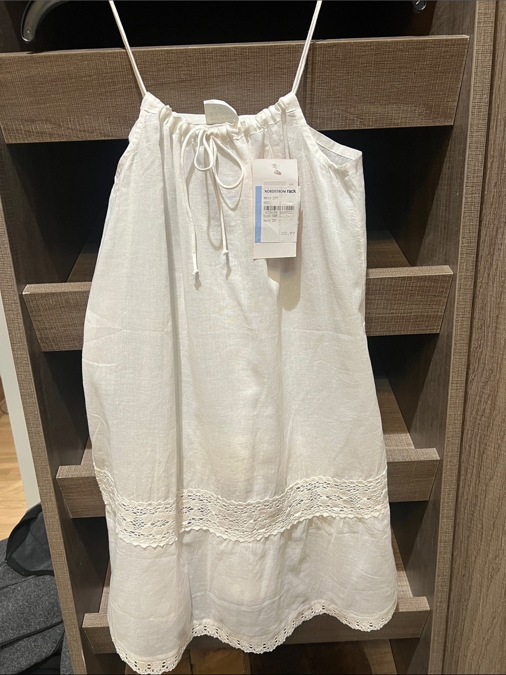 NWT White Girls Elegant Light Cotton Swim Coverup Dress Crochet Trim Sz 8-10